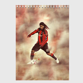 Скетчбук с принтом Ronaldinho , 100% бумага
 | 48 листов, плотность листов — 100 г/м2, плотность картонной обложки — 250 г/м2. Листы скреплены сверху удобной пружинной спиралью | Тематика изображения на принте: ronaldinho | роналдиньо | роналдинью | рональдиньо