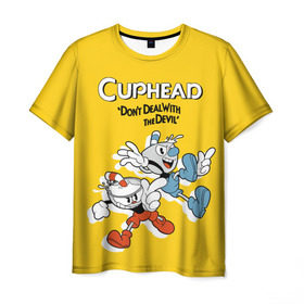 Мужская футболка 3D с принтом Cuphead , 100% полиэфир | прямой крой, круглый вырез горловины, длина до линии бедер | cuphead | капхед | компьтерная игра