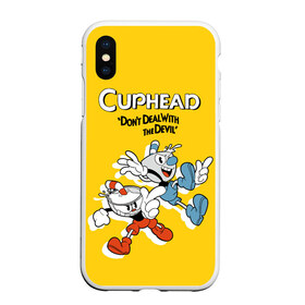 Чехол для iPhone XS Max матовый с принтом Cuphead , Силикон | Область печати: задняя сторона чехла, без боковых панелей | Тематика изображения на принте: cuphead | капхед | компьтерная игра