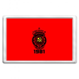 Магнит 45*70 с принтом Сделано в СССР 1981 , Пластик | Размер: 78*52 мм; Размер печати: 70*45 | Тематика изображения на принте: 
