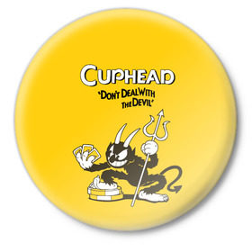 Значок с принтом Cuphead ,  металл | круглая форма, металлическая застежка в виде булавки | Тематика изображения на принте: cuphead | капхед | компьтерная игра