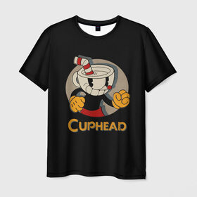 Мужская футболка 3D с принтом Cuphead , 100% полиэфир | прямой крой, круглый вырез горловины, длина до линии бедер | Тематика изображения на принте: cuphead | капхед | компьтерная игра
