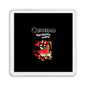 Магнит 55*55 с принтом Cuphead , Пластик | Размер: 65*65 мм; Размер печати: 55*55 мм | Тематика изображения на принте: cuphead | капхед | компьтерная игра