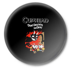 Значок с принтом Cuphead ,  металл | круглая форма, металлическая застежка в виде булавки | cuphead | капхед | компьтерная игра