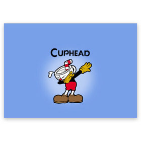 Поздравительная открытка с принтом Cuphead , 100% бумага | плотность бумаги 280 г/м2, матовая, на обратной стороне линовка и место для марки
 | cuphead | капхед | компьтерная игра