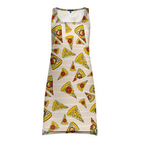 Платье-майка 3D с принтом Pizza love , 100% полиэстер | полуприлегающий силуэт, широкие бретели, круглый вырез горловины, удлиненный подол сзади. | 14 февраля | love | pizza | valentine | любовь