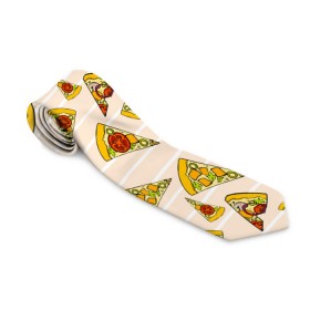 Галстук 3D с принтом Pizza love , 100% полиэстер | Длина 148 см; Плотность 150-180 г/м2 | 14 февраля | love | pizza | valentine | любовь