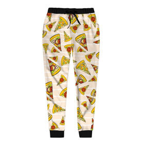 Женские брюки 3D с принтом Pizza love , полиэстер 100% | прямой крой, два кармана без застежек по бокам, с мягкой трикотажной резинкой на поясе и по низу штанин. В поясе для дополнительного комфорта — широкие завязки | 14 февраля | love | pizza | valentine | любовь