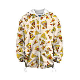 Детская куртка 3D с принтом Pizza love , 100% полиэстер | застежка — молния, подол и капюшон оформлены резинкой с фиксаторами, по бокам — два кармана без застежек, один потайной карман на груди, плотность верхнего слоя — 90 г/м2; плотность флисового подклада — 260 г/м2 | Тематика изображения на принте: 14 февраля | love | pizza | valentine | любовь
