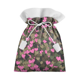 Подарочный 3D мешок с принтом Какмуфляж с сердечками , 100% полиэстер | Размер: 29*39 см | 14 февраля | день святого валентина | камуфляж | любовь | милитари | паттерн | розовый | сердечко | сердце | хаки