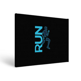 Холст прямоугольный с принтом RUN , 100% ПВХ |  | бег | зал | здоровья | сила | синий | спорт | темный | человек