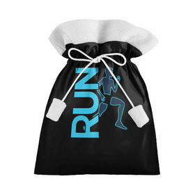 Подарочный 3D мешок с принтом RUN , 100% полиэстер | Размер: 29*39 см | Тематика изображения на принте: бег | зал | здоровья | сила | синий | спорт | темный | человек