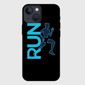 Чехол для iPhone 13 mini с принтом RUN ,  |  | бег | зал | здоровья | сила | синий | спорт | темный | человек