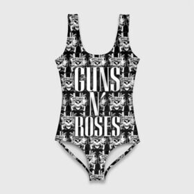 Купальник-боди 3D с принтом Guns n roses , 82% полиэстер, 18% эластан | Круглая горловина, круглый вырез на спине | guns n roses | gunsnroses | ганз н роус | ганзес роус | ганзесроус | ганзнроус | дафф маккаган | диззи рид | мелисса риз | ричард фортус | рок | слэш | франк феррер | эксл роуз