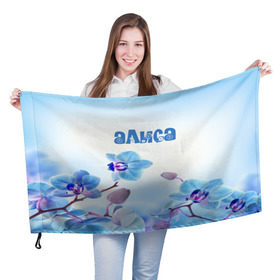 Флаг 3D с принтом Алиса , 100% полиэстер | плотность ткани — 95 г/м2, размер — 67 х 109 см. Принт наносится с одной стороны | flower | name | spring | алиса | букет | весна | имена | имя | природа | узор | цветочный | цветы