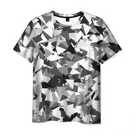 Мужская футболка 3D с принтом Городской серый камуфляж , 100% полиэфир | прямой крой, круглый вырез горловины, длина до линии бедер | Тематика изображения на принте: армия | геометрический | геометрия | маскировка | милитари | паттерн | текстура | треугольники | чернобелый