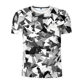 Мужская футболка 3D спортивная с принтом Городской серый камуфляж , 100% полиэстер с улучшенными характеристиками | приталенный силуэт, круглая горловина, широкие плечи, сужается к линии бедра | армия | геометрический | геометрия | маскировка | милитари | паттерн | текстура | треугольники | чернобелый