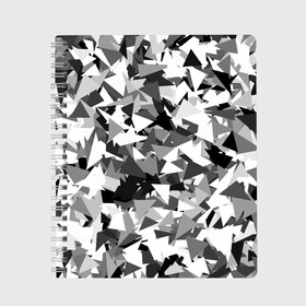 Тетрадь с принтом Городской серый камуфляж , 100% бумага | 48 листов, плотность листов — 60 г/м2, плотность картонной обложки — 250 г/м2. Листы скреплены сбоку удобной пружинной спиралью. Уголки страниц и обложки скругленные. Цвет линий — светло-серый
 | армия | геометрический | геометрия | маскировка | милитари | паттерн | текстура | треугольники | чернобелый