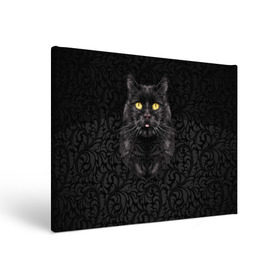Холст прямоугольный с принтом Чёрный котик , 100% ПВХ |  | Тематика изображения на принте: кошка | чёрная