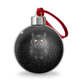 Ёлочный шар с принтом Чёрный котик , Пластик | Диаметр: 77 мм | кошка | чёрная
