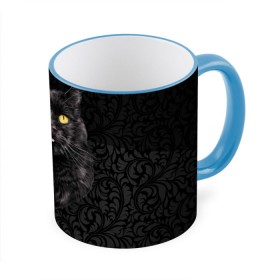 Кружка 3D с принтом Чёрный котик , керамика | ёмкость 330 мл | Тематика изображения на принте: кошка | чёрная