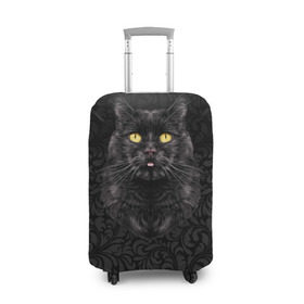 Чехол для чемодана 3D с принтом Чёрный котик , 86% полиэфир, 14% спандекс | двустороннее нанесение принта, прорези для ручек и колес | Тематика изображения на принте: кошка | чёрная