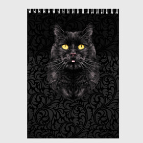 Скетчбук с принтом Чёрный котик , 100% бумага
 | 48 листов, плотность листов — 100 г/м2, плотность картонной обложки — 250 г/м2. Листы скреплены сверху удобной пружинной спиралью | Тематика изображения на принте: кошка | чёрная