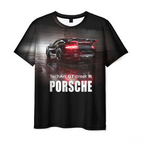 Мужская футболка 3D с принтом Porsche GTstreet R , 100% полиэфир | прямой крой, круглый вырез горловины, длина до линии бедер | Тематика изображения на принте: auto | porsche 911 | turbo s | авто | автомобиль | машина | спорткар | суперкар | тачка