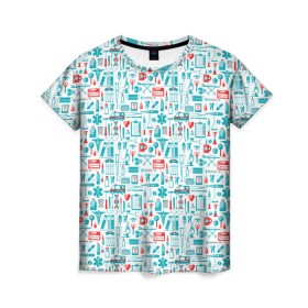 Женская футболка 3D с принтом 36,6 , 100% полиэфир ( синтетическое хлопкоподобное полотно) | прямой крой, круглый вырез горловины, длина до линии бедер | аптека | врач | гиппократ | градусник | медбрат | медик | медсестра | пинцет | скорая | скорая помощь