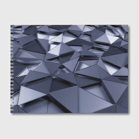 Альбом для рисования с принтом Metalic geometry , 100% бумага
 | матовая бумага, плотность 200 мг. | abstraction | geometry | polygon | абстракция | геометрия | грань | краски | кубик | кубики | линии | мозаика | полигон | разноцветные | ребро | текстура | тени | узор