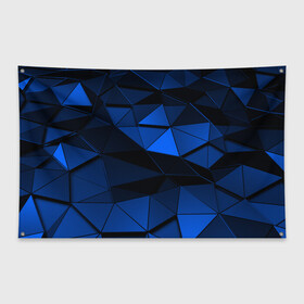 Флаг-баннер с принтом Blue abstraction collection , 100% полиэстер | размер 67 х 109 см, плотность ткани — 95 г/м2; по краям флага есть четыре люверса для крепления | abstraction | geometry | polygon | абстракция | геометрия | грань | краски | кубик | кубики | линии | мозаика | полигон | разноцветные | ребро | текстура | тени | узор