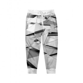 Детские брюки 3D с принтом Gray triangle , 100% полиэстер | манжеты по низу, эластичный пояс регулируется шнурком, по бокам два кармана без застежек, внутренняя часть кармана из мелкой сетки | Тематика изображения на принте: 