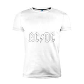 Мужская футболка премиум с принтом AC/DC , 92% хлопок, 8% лайкра | приталенный силуэт, круглый вырез ворота, длина до линии бедра, короткий рукав | ac dc | acdc | high voltage | ангус | металл | рок | фсвс | эй си ди си | эйсидиси | янг