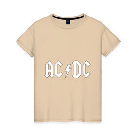 Женская футболка хлопок с принтом AC/DC , 100% хлопок | прямой крой, круглый вырез горловины, длина до линии бедер, слегка спущенное плечо | ac dc | acdc | high voltage | ангус | металл | рок | фсвс | эй си ди си | эйсидиси | янг