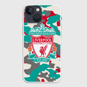 Чехол для iPhone 13 mini с принтом FC Liverpool ,  |  | england | football | liverpool fc | logo | sport | англия | арт | камуфляж | ливерпуль | лига | лого | милитари | спорт | текстура | фк | футбол | футбольный клуб | эмблема