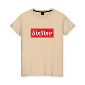 Женская футболка хлопок с принтом 6ix9ine , 100% хлопок | прямой крой, круглый вырез горловины, длина до линии бедер, слегка спущенное плечо | 6ix | rap | рэп