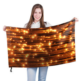 Флаг 3D с принтом Огоньки , 100% полиэстер | плотность ткани — 95 г/м2, размер — 67 х 109 см. Принт наносится с одной стороны | кометы | космос | метеорит | огоньки | свет | яркий