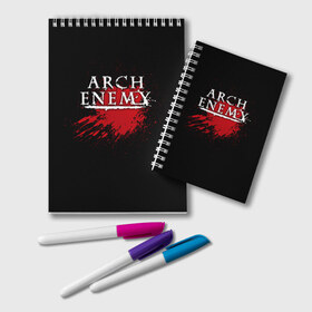 Блокнот с принтом Arch Enemy , 100% бумага | 48 листов, плотность листов — 60 г/м2, плотность картонной обложки — 250 г/м2. Листы скреплены удобной пружинной спиралью. Цвет линий — светло-серый
 | Тематика изображения на принте: arch enemy | band | blood | metal | music | rock | атрибутика | группа | кровь | метал | музыка | рок