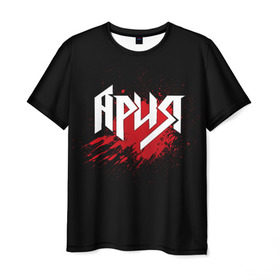 Мужская футболка 3D с принтом Ария , 100% полиэфир | прямой крой, круглый вырез горловины, длина до линии бедер | band | blood | metal | music | rock | ария | атрибутика | группа | кровь | метал | музыка | рок