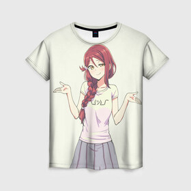 Женская футболка 3D с принтом Ня , 100% полиэфир ( синтетическое хлопкоподобное полотно) | прямой крой, круглый вырез горловины, длина до линии бедер | anime | love live sunshine | аниме | живая любовь | сияние