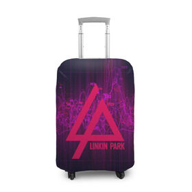 Чехол для чемодана 3D с принтом LP neon wave , 86% полиэфир, 14% спандекс | двустороннее нанесение принта, прорези для ручек и колес | линкин парк | лого