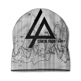 Шапка 3D с принтом Linkin Park black&gray 2018 , 100% полиэстер | универсальный размер, печать по всей поверхности изделия | Тематика изображения на принте: 