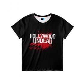 Детская футболка 3D с принтом Hollywood Undead , 100% гипоаллергенный полиэфир | прямой крой, круглый вырез горловины, длина до линии бедер, чуть спущенное плечо, ткань немного тянется | band | blood | hollywood undead | metal | music | rock | атрибутика | группа | кровь | метал | музыка | рок