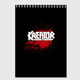 Скетчбук с принтом Kreator , 100% бумага
 | 48 листов, плотность листов — 100 г/м2, плотность картонной обложки — 250 г/м2. Листы скреплены сверху удобной пружинной спиралью | band | blood | kreator | metal | music | rock | атрибутика | группа | кровь | метал | музыка | рок