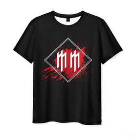 Мужская футболка 3D с принтом Marilyn Manson , 100% полиэфир | прямой крой, круглый вырез горловины, длина до линии бедер | band | blood | marilyn manson | metal | music | rock | атрибутика | группа | кровь | метал | музыка | рок