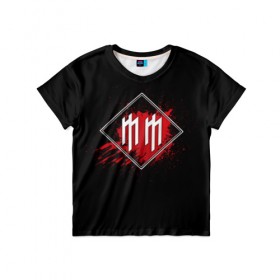 Детская футболка 3D с принтом Marilyn Manson , 100% гипоаллергенный полиэфир | прямой крой, круглый вырез горловины, длина до линии бедер, чуть спущенное плечо, ткань немного тянется | band | blood | marilyn manson | metal | music | rock | атрибутика | группа | кровь | метал | музыка | рок