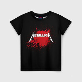 Детская футболка 3D с принтом Metallica , 100% гипоаллергенный полиэфир | прямой крой, круглый вырез горловины, длина до линии бедер, чуть спущенное плечо, ткань немного тянется | band | blood | metal | metallica | music | rock | атрибутика | группа | кровь | метал | музыка | рок