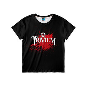 Детская футболка 3D с принтом Trivium , 100% гипоаллергенный полиэфир | прямой крой, круглый вырез горловины, длина до линии бедер, чуть спущенное плечо, ткань немного тянется | Тематика изображения на принте: band | blood | metal | music | rock | trivium | атрибутика | группа | кровь | метал | музыка | рок