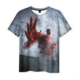 Мужская футболка 3D с принтом Титан , 100% полиэфир | прямой крой, круглый вырез горловины, длина до линии бедер | attack on titan | атака титанов | колосс