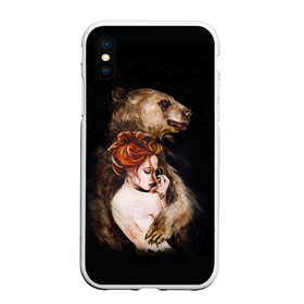 Чехол для iPhone XS Max матовый с принтом Defender , Силикон | Область печати: задняя сторона чехла, без боковых панелей | bear | calm | defender | ginger | ginger hair | girl | protection | девушка | животные | защита | медведь | рыжая